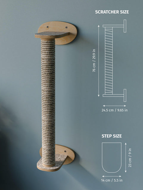 Wall-Mounted Cat Scratcher – Natural Birch Design