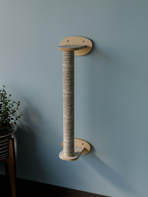 Wall-Mounted Cat Scratcher – Natural Birch Design