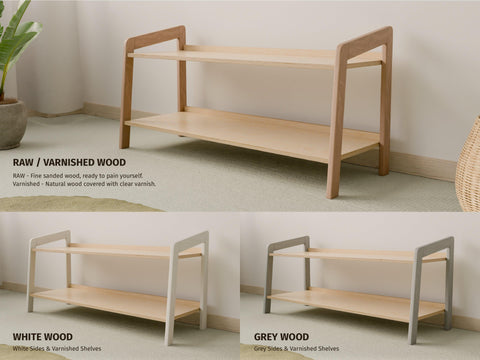 Wide Wooden Shelf for Kids – Two-Tier Modern Design