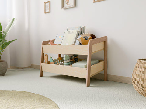 Modern Low Storage Shelf – Two-Level Kids' Organizer