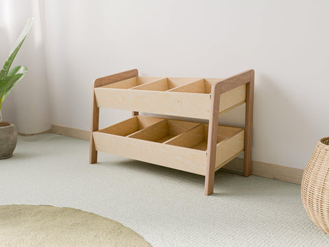 Modern Low Storage Shelf – Two-Level Kids' Organizer