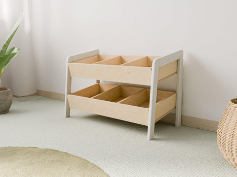 Modern Low Storage Shelf – Two-Level Kids' Organizer