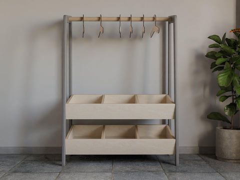 Étagère à vêtements Montessori avec bacs de rangement – Organiseur en bois de 74 cm