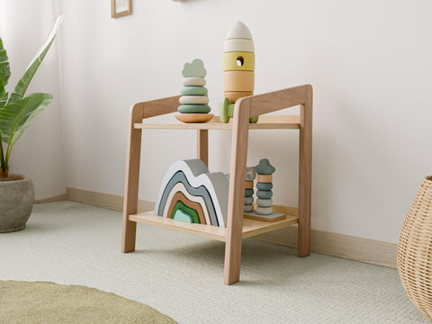 Small Wooden Storage Shelf for Kids – Two-Level Design