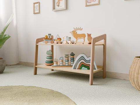 2-level Toy Storage – Children's Wooden Shelf