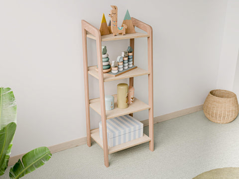 Tall Narrow Wooden Storage Shelf for Kids – Compact Design