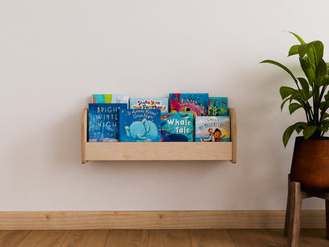 Children's Wall Mounted Bookshelf - Montessori Small Wall Bookshelf