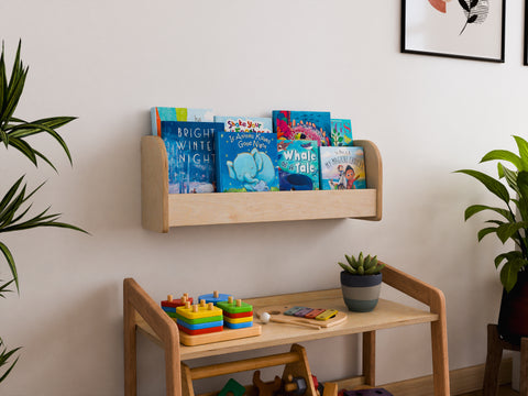 Children's Wall Mounted Bookshelf - Montessori Small Wall Bookshelf