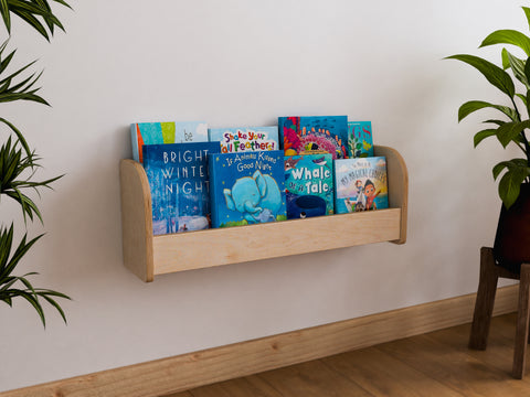 Children's Wall Mounted Bookshelf - Montessori Small Wall Bookshelf