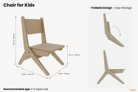 Foldable Kids Table and Chair Set – Montessori-Inspired Design - Woodz