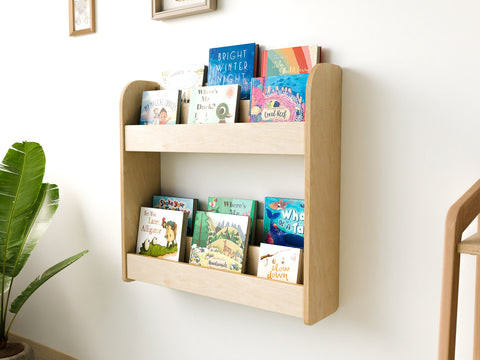 Montessori 2-Tier Wall-Mounted Bookshelf - Woodz