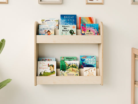 Montessori 2-Tier Wall-Mounted Bookshelf - Woodz